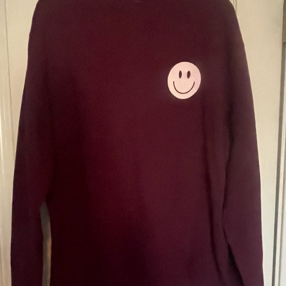 Women's Burgundy Sweater with Smiley Patch